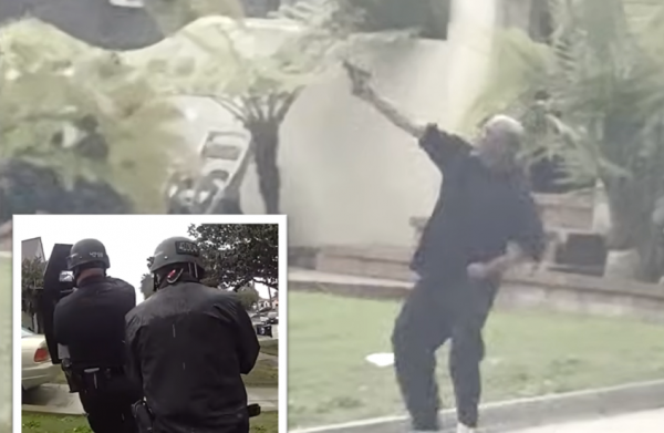 لقطات مثيرة وصادمة .. مسلّح يطلق النار على مروحية للشرطة الأمريكية وكلب ينهي الأمر