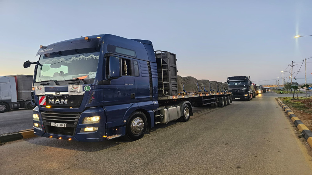 وصول قافلة مساعدات اردنية دولية ضخمة الى لبنان